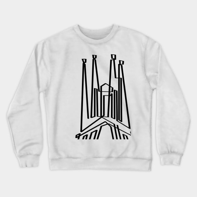 Sagrada Familia: A Single Line, A Masterpiece Crewneck Sweatshirt by PauRicart